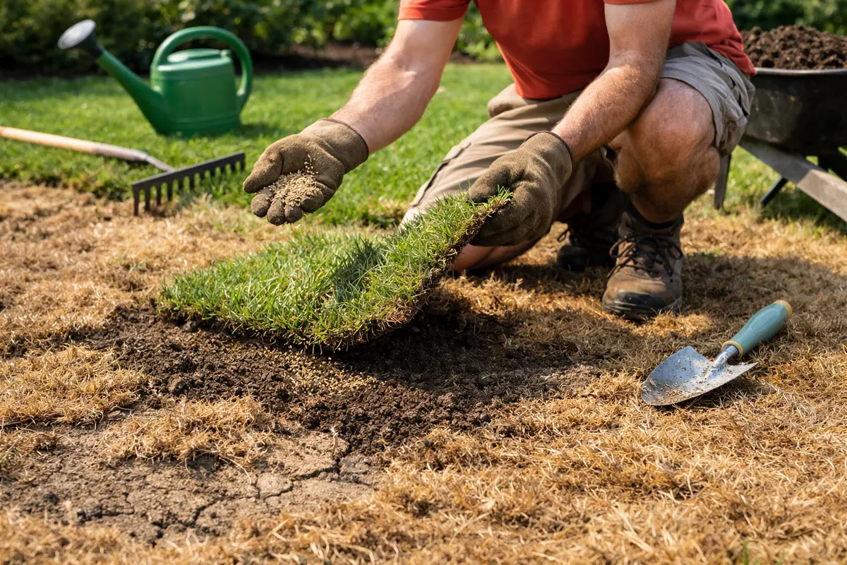 How to Fix Lawn Damage After Extreme Heat How to fix lawn damage after extreme heat Section illustration.
