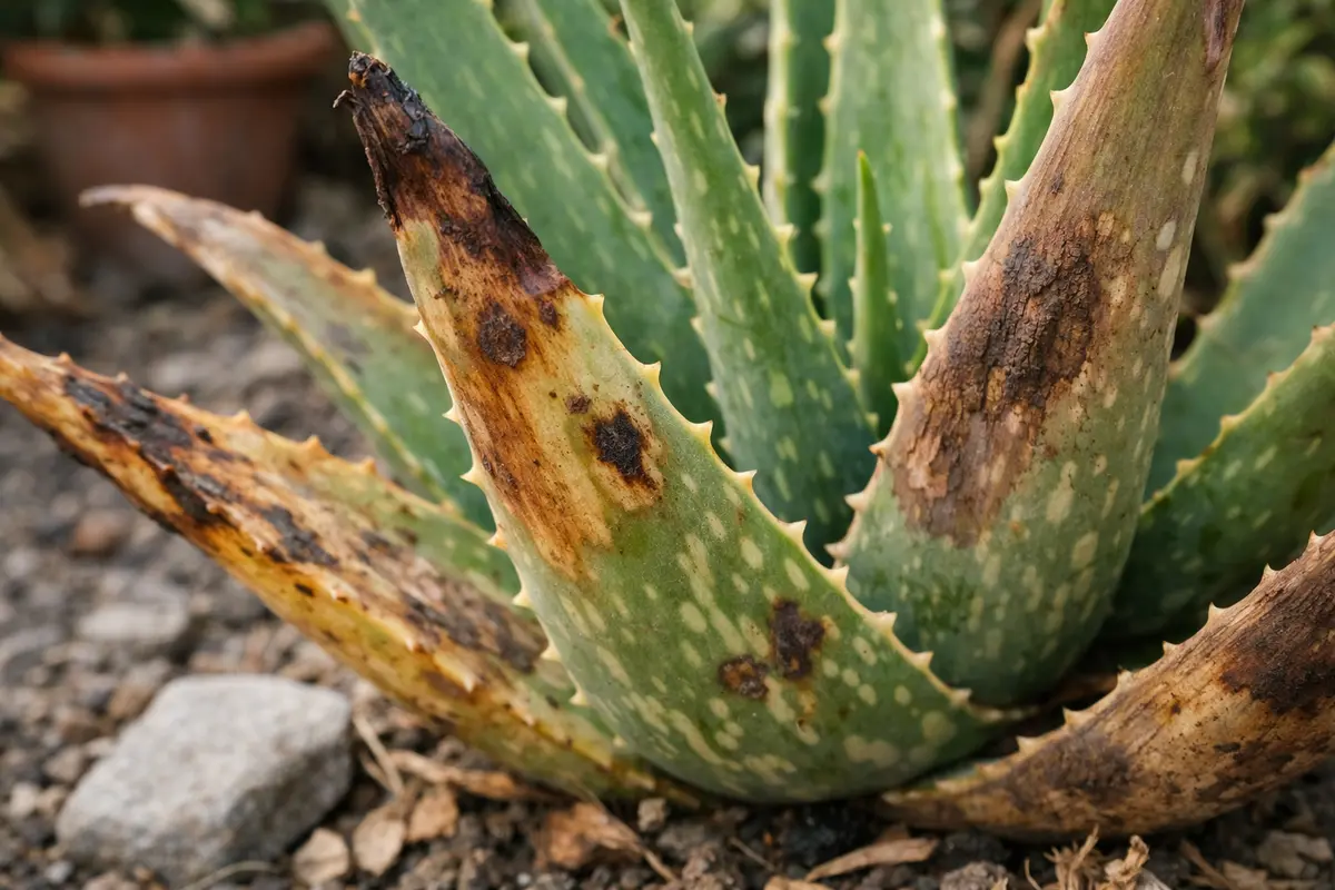 Why are my aloe leaves browning in dry weather when stressed (Why are my aloe leaves browning in dry weather) Featured image