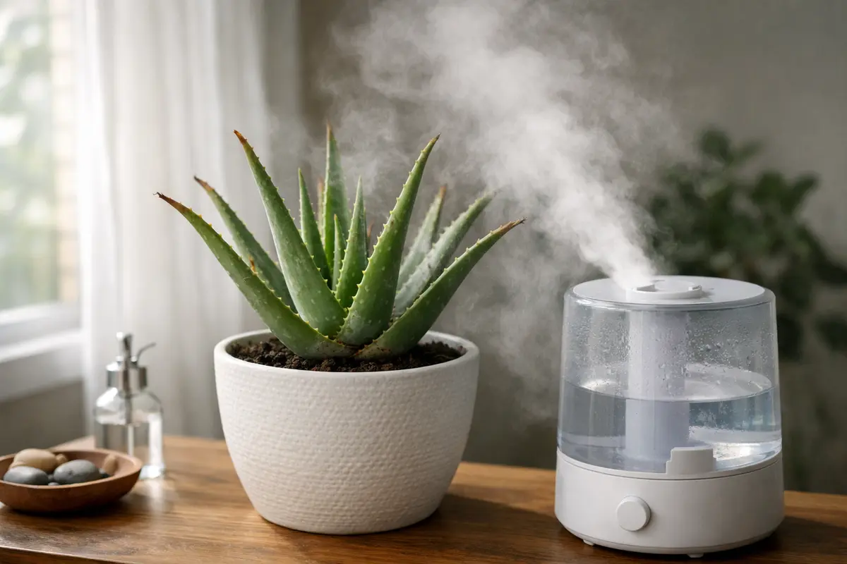 Step 3 – Revive Aloe by Increasing Humidity Levels Why are my aloe leaves browning in dry weather Section illustration.