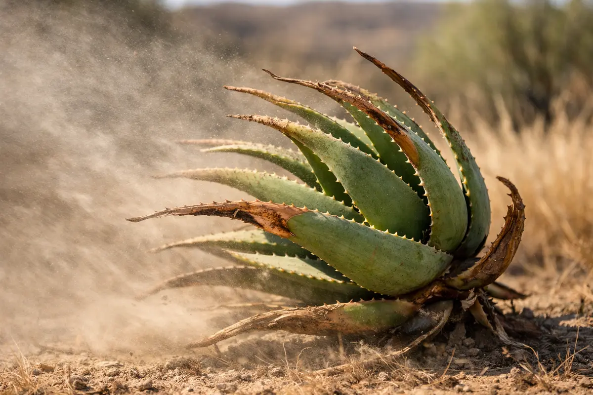 Step 4 – Protect Aloe from Hot, Dry Winds Why are my aloe leaves browning in dry weather Section illustration.