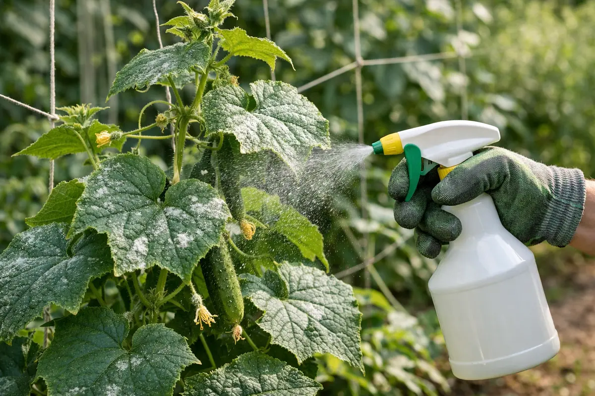 Step 4 – Prevent Cucumber Plants Develop Powdery Mildew in Damp Weather What to do when cucumber plants develop powdery milde