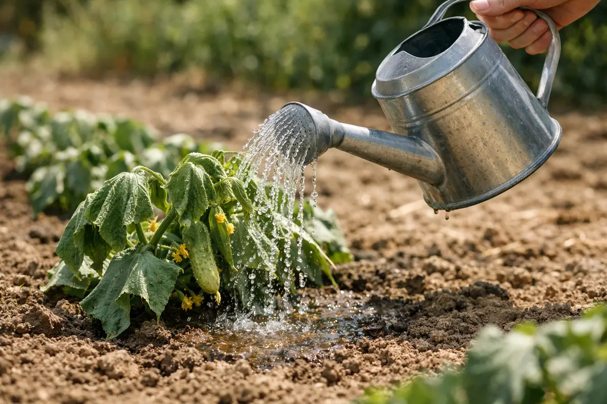 Step 1 – Water Cucumber Plants Immediately in Heat Why are my cucumber plants wilting during the heatwave Section illustratio