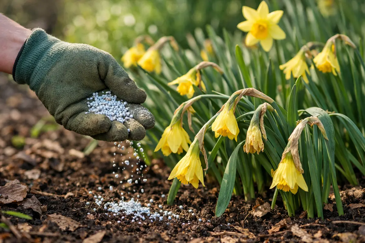 Step 3 – Apply Fertilizer for Daffodil Recovery Why are my daffodils drooping after the first frost Section illustration.