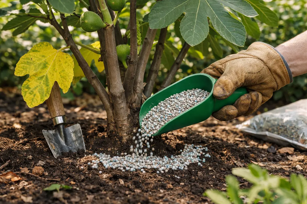 Step 3 – Apply Balanced Fertilizer to Revive Figs What to do when fig trees develop yellow leaves in summer Section illustrat