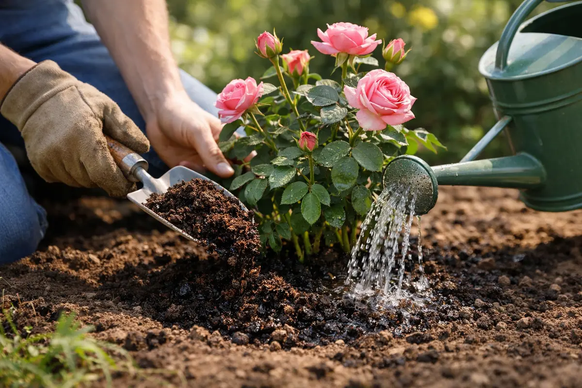 Step 3 – Restore Plant Health How to fix compacted soil around rose bushes during summer heat Section illustration.
