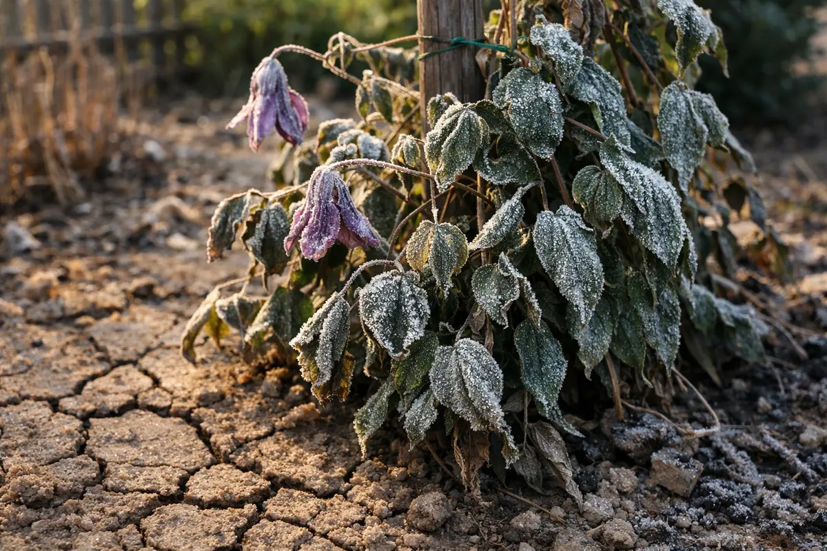 How to fix curled leaves on clematis after drought when soil dries out (How to fix curled leaves on clematis after drought) F