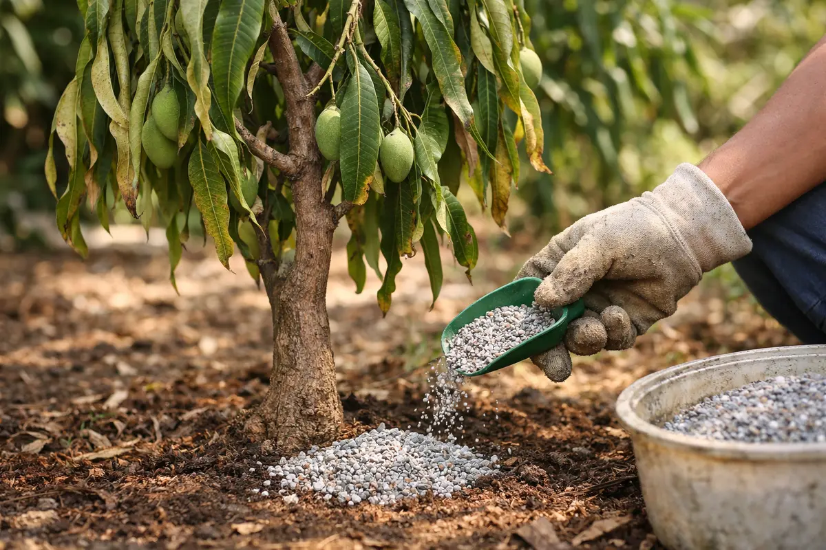 Step 4 – Feed Your Mango Tree to Aid Recovery How to fix drooping mango tree leaves after drought Section illustration.
