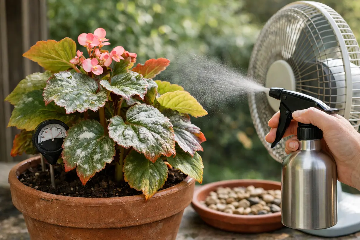 Step 4 – Reduce Humidity Around Begonias to Prevent Recurrence How to fix powdery mildew on begonia leaves during humidity Se