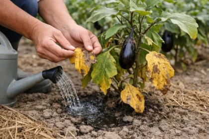 How to fix yellow leaves on eggplant after drought in poor soil (How to fix yellow leaves on eggplant after drought) Featured