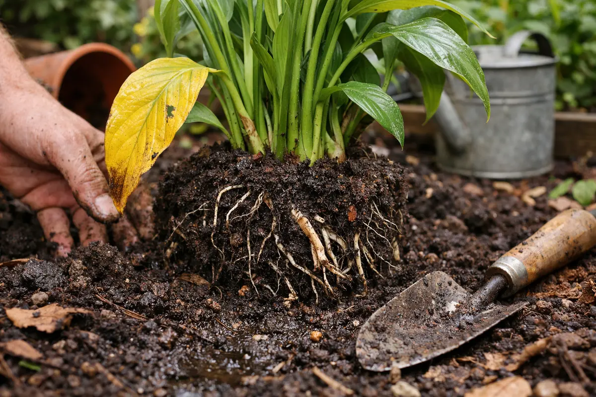 How to fix yellowing leaves on peace lily after repotting when roots are (How to fix yellowing leaves on peace lily after rep