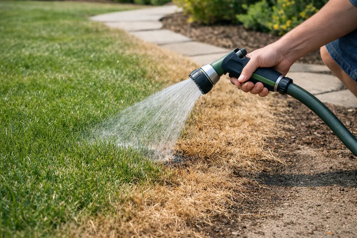 Fixing brown edges on lawn during dry spells in summer (Fixing brown edges on lawn during dry spells) Featured image for arti