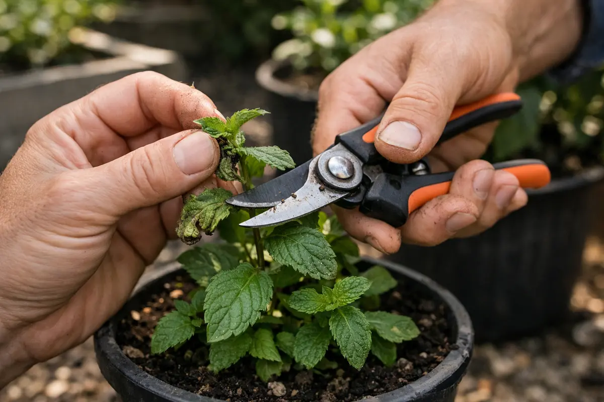 fixing curling mint leaves after planting in trim curling mint leaves immediately