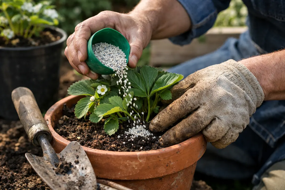 fixing stunted growth in potted strawberries after fertilize strawberries for optimal recovery
