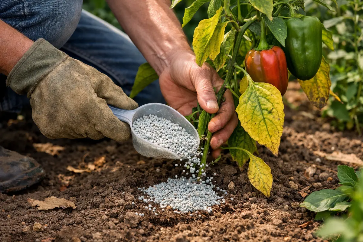 fixing yellow leaves on bell feed bell peppers with nutrient boosting fertilizer