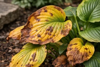 Why do my hostas have yellow leaves during summer on young plants (Why do my hostas have yellow leaves during summer) Feature