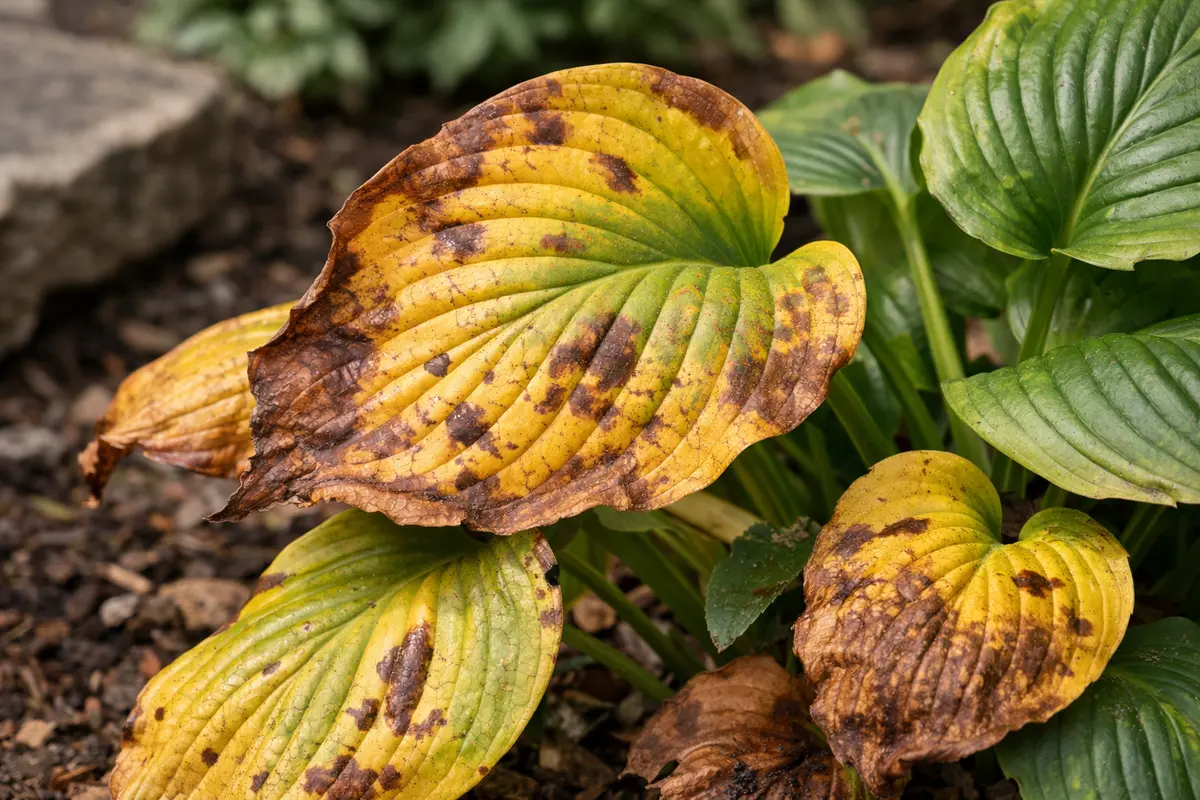 Why do my hostas have yellow leaves during summer on young plants (Why do my hostas have yellow leaves during summer) Feature