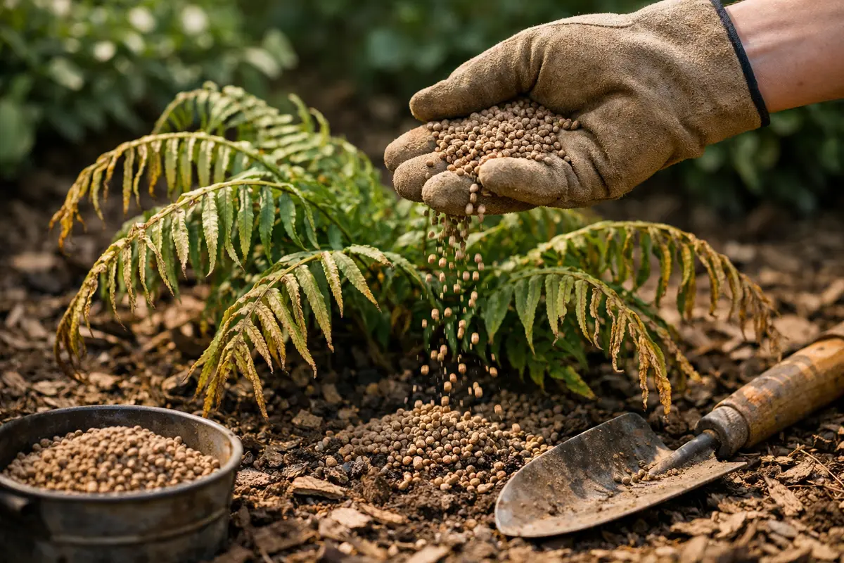 Step 4 – Apply Organic Fertilizer for Fern Recovery How to fix drooping ferns during a drought Section illustration.