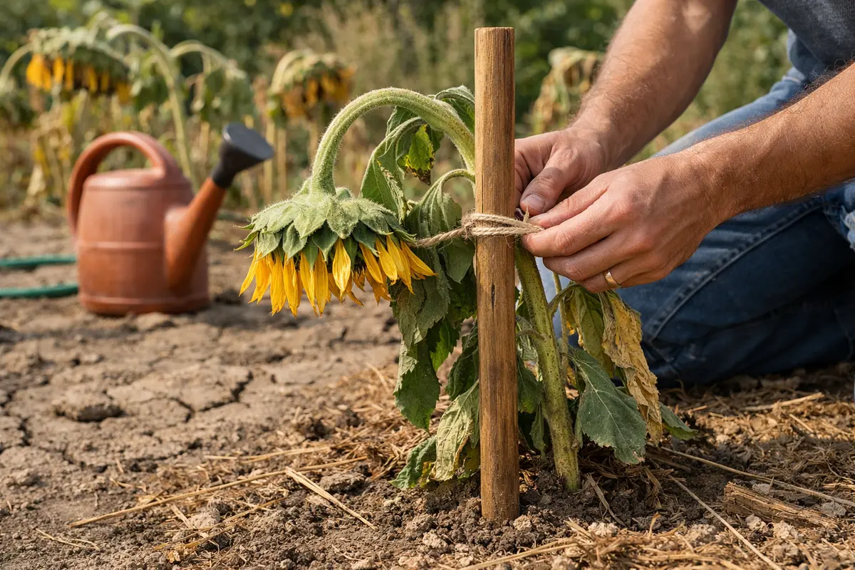 How to fix drooping sunflower stems during drought before wilting (How to fix drooping sunflower stems during drought) Featur
