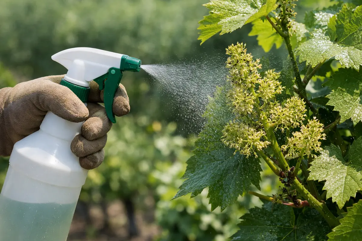 Step 1 – Spray Neem Oil on Grapevines Right Away How to stop aphids on grapevine during flowering Section illustration.