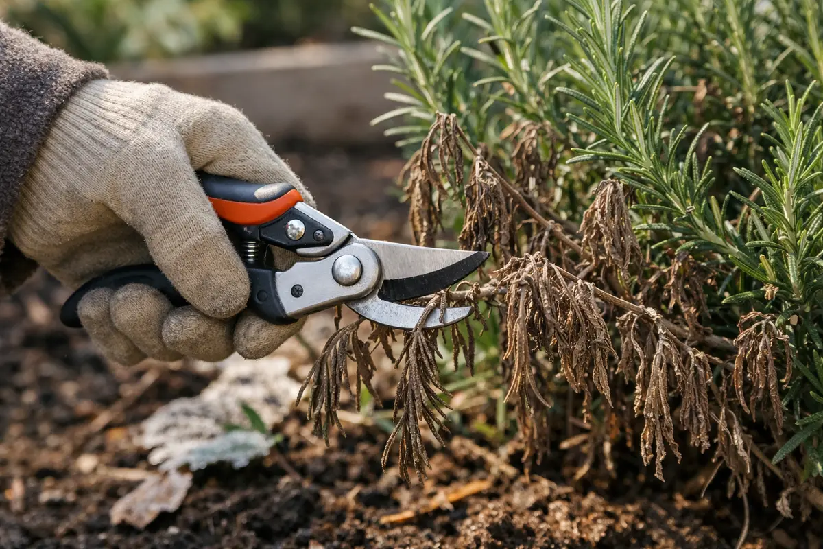 Step 1 – Trim Back Wilting Rosemary Branches Quickly How to stop wilting rosemary after frost Section illustration.