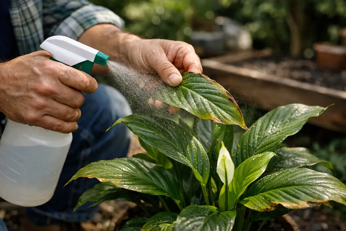 how to fix browning mist leaves to aid recovery of peace lilies