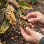 how to fix curling leaves on with damaged foliage in outdoor soil
