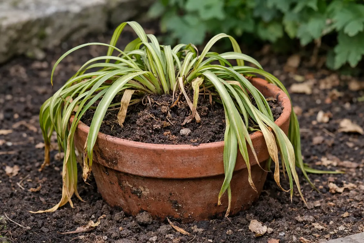 how to fix drooping spider plants wilting visibly in real garden soil