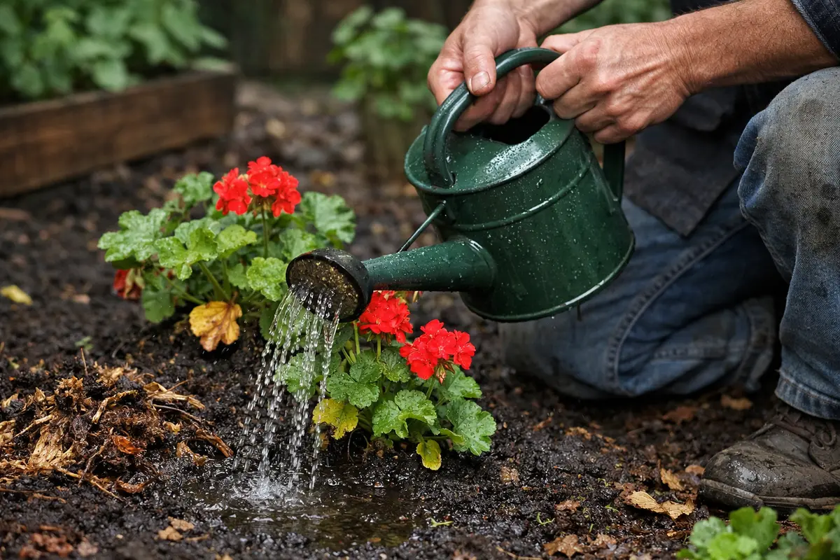how to fix root rot in water geraniums sparingly during rainy seasons
