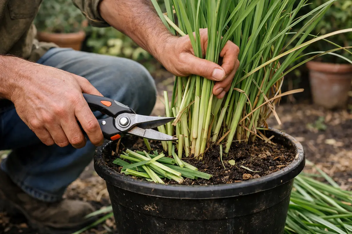 how to fix stunted growth in potted trim overgrown lemongrass stalks now