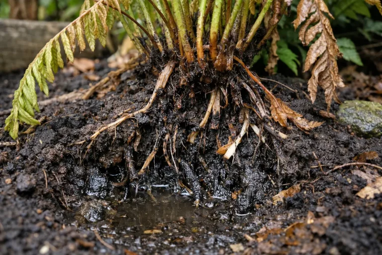 how to fix wilting ferns after with unhealthy roots showing in soil