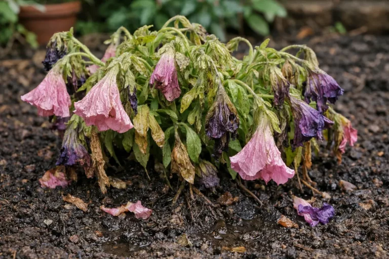 how to fix wilting petunias after wilting visibly in real garden soil