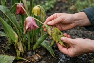 how to fix wilting tulips after with damaged foliage in outdoor soil