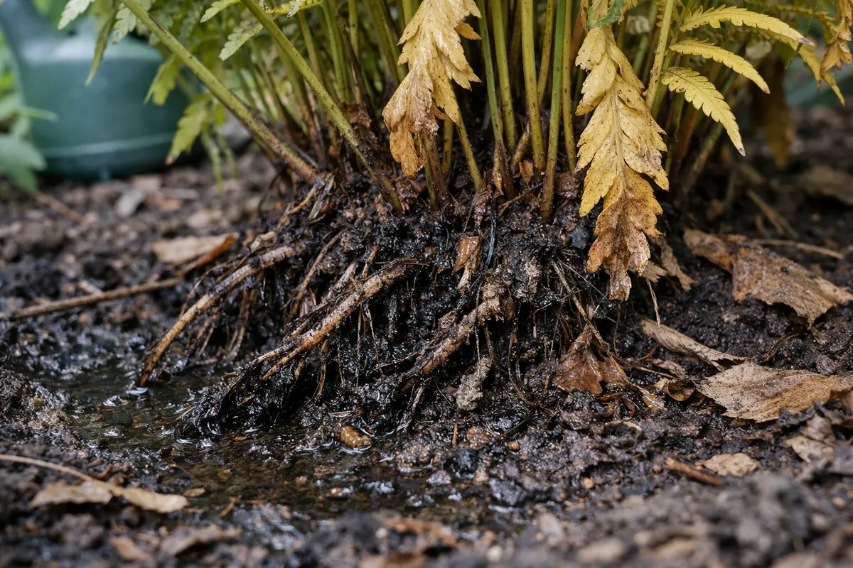how to fix yellowing leaves on with unhealthy roots showing in soil