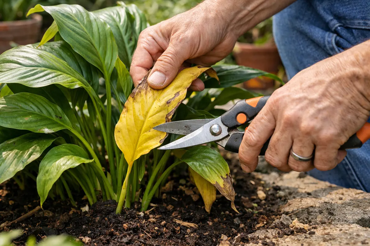 how to fix yellowing leaves on trim yellowing peace lily leaves now