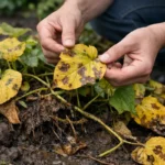 how to fix yellowing leaves on with damaged foliage in outdoor soil