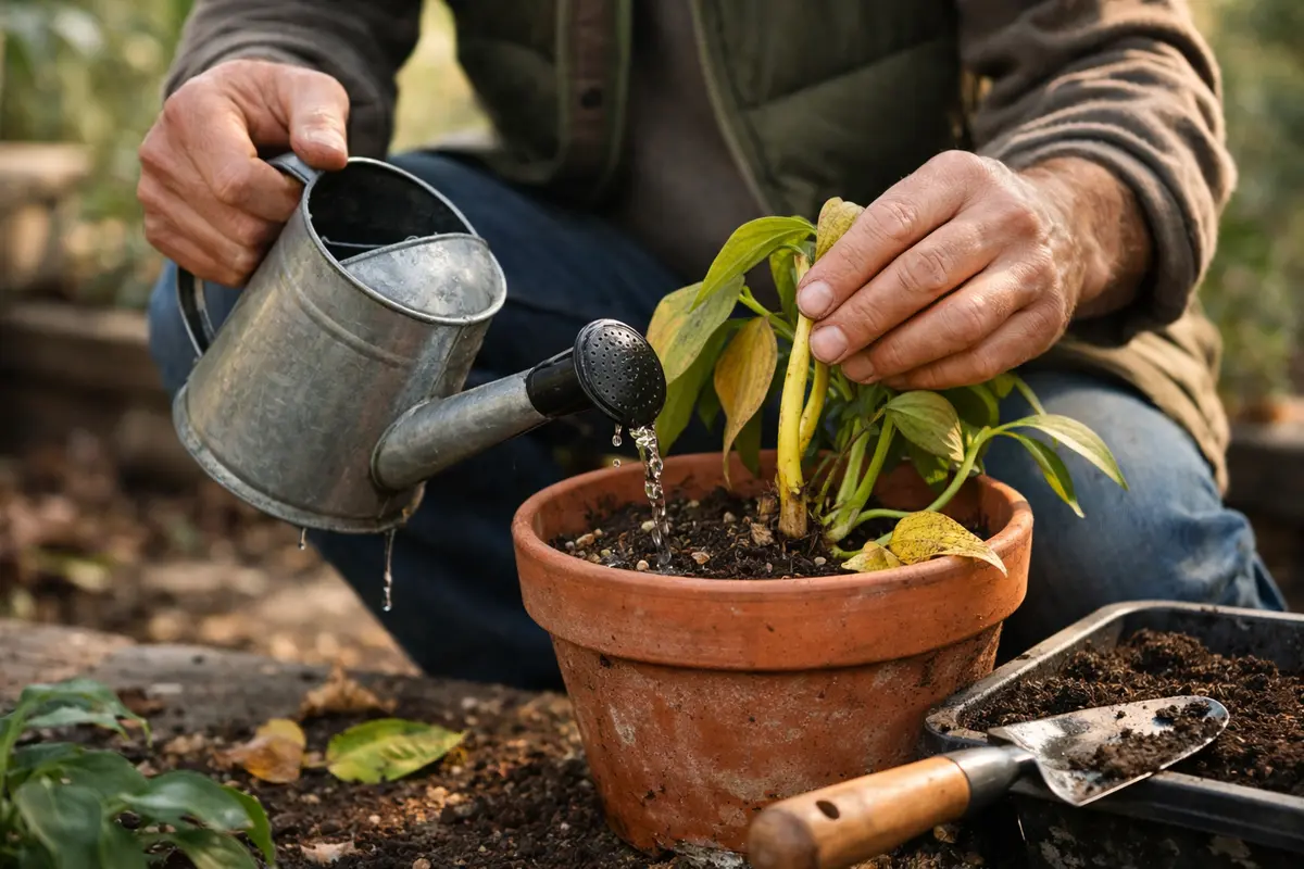 how to fix yellowing stems on indoor avoid overwatering during winter months