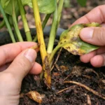how to fix yellowing stems on with damaged foliage in outdoor soil