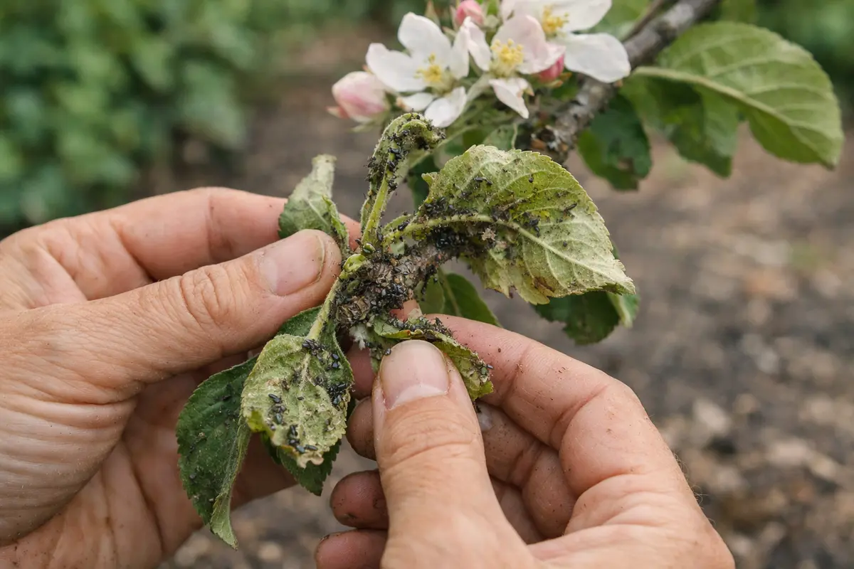 how to prevent aphids on apple with damaged foliage in outdoor soil