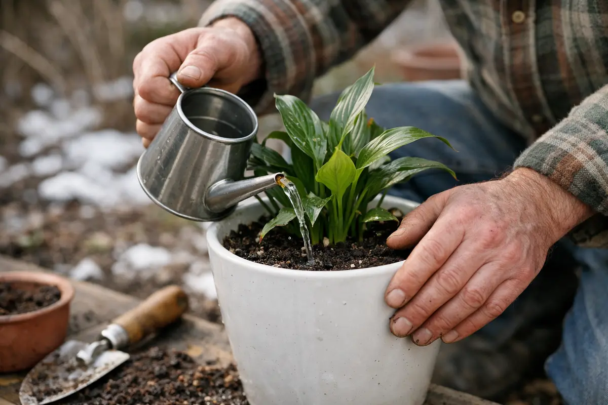 how to prevent root rot in water peace lily sparingly during winter