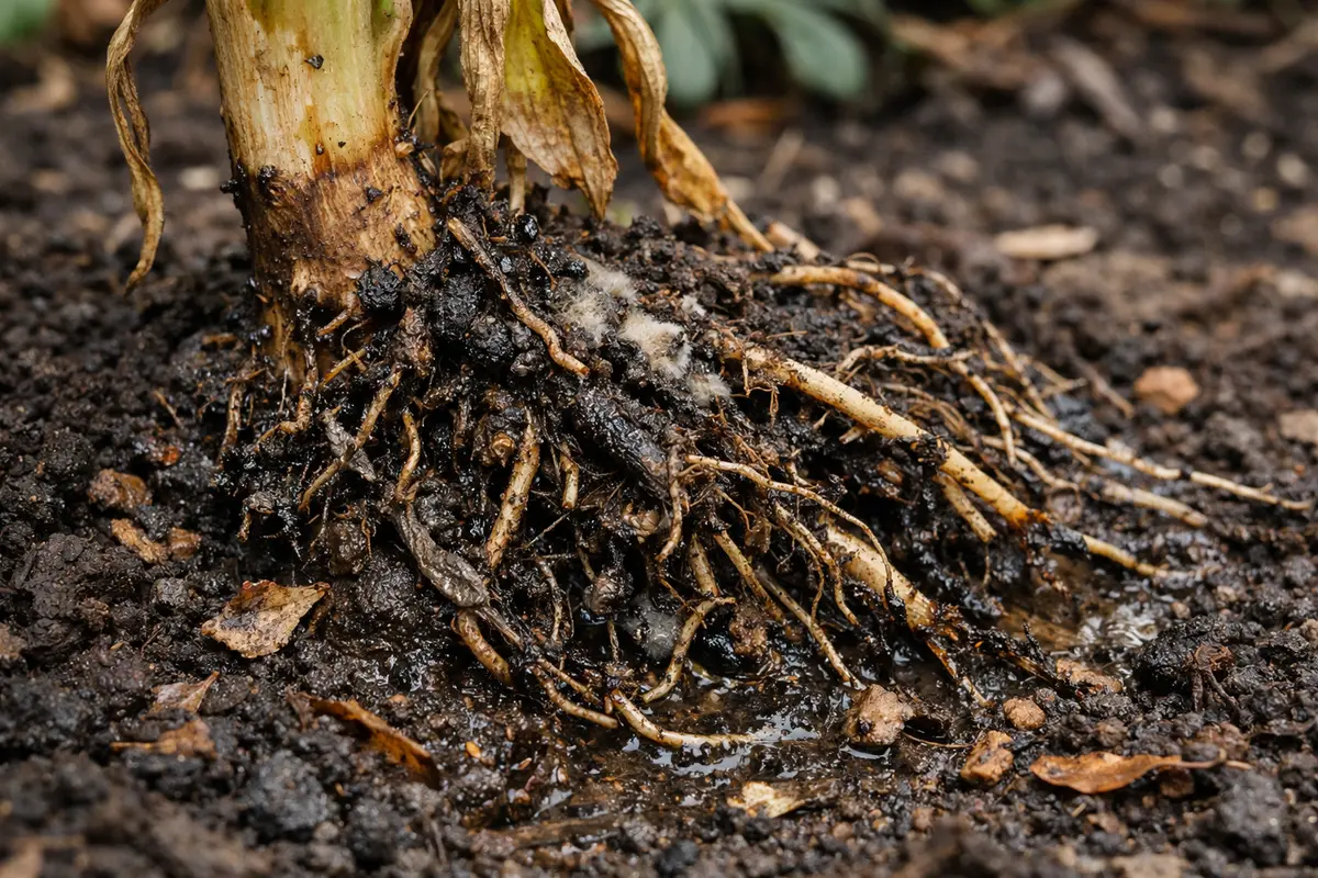 how to prevent root rot in with unhealthy roots showing in soil