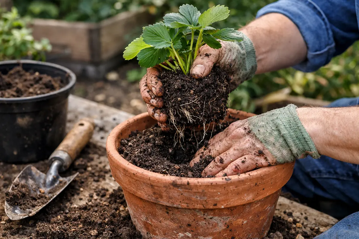 how to prevent root rot in replant strawberries in fresh, well-drained soil