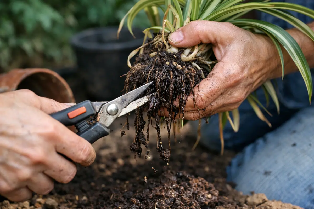 how to prevent root rot in trim drowned spider plant roots immediately