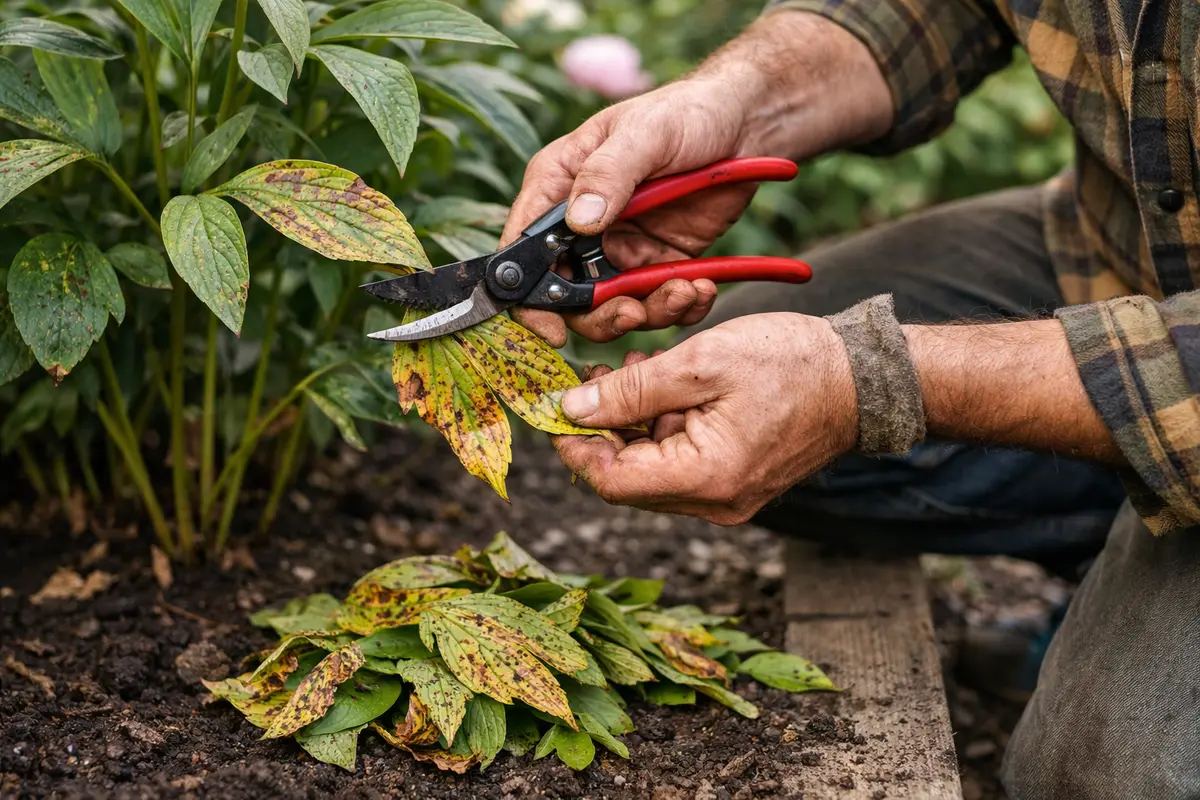 how to prevent rust on peonies after trim affected peony leaves quickly
