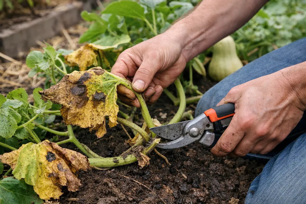 how to stop root rot in remove affected butternut squash leaves immediately