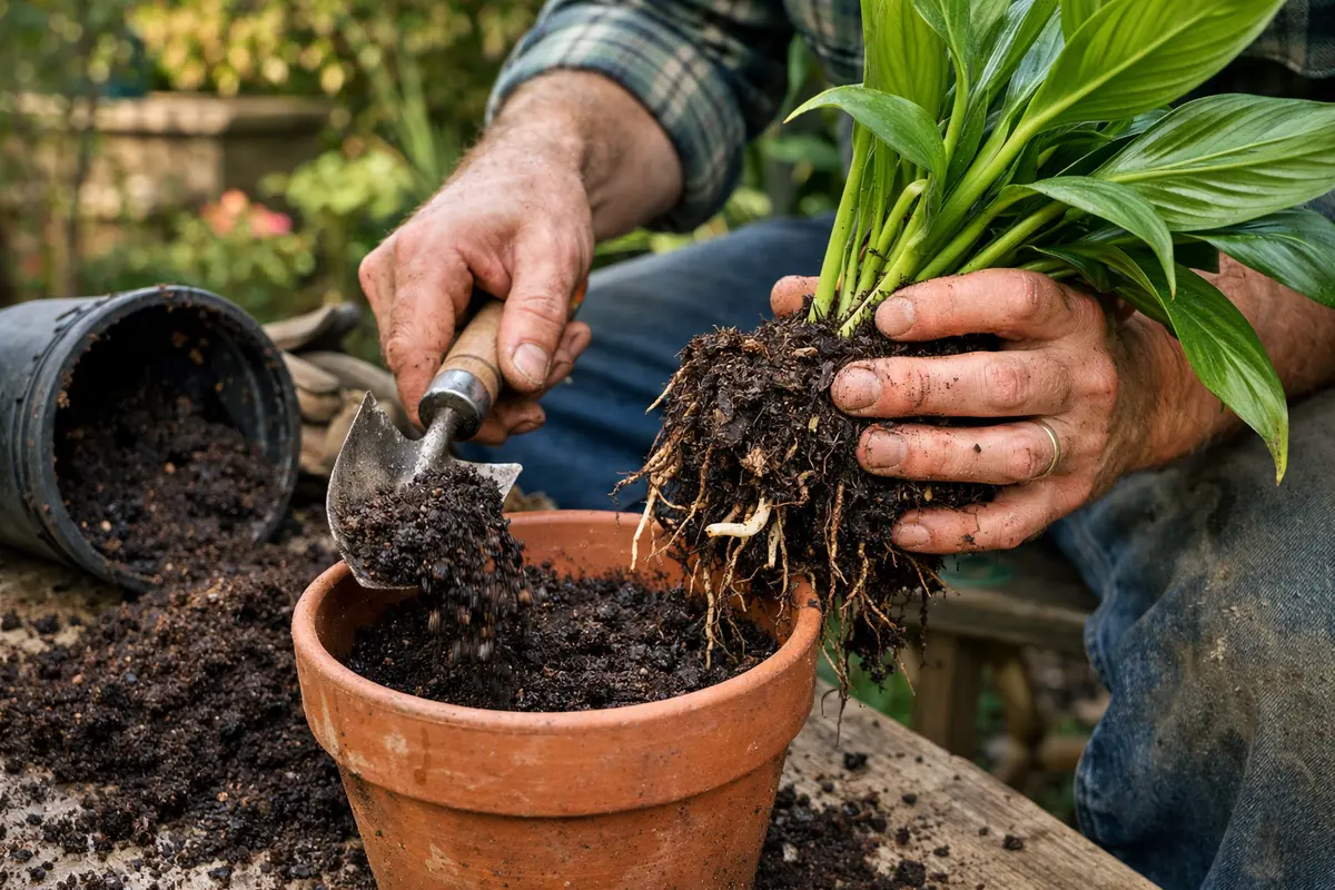 how to stop root rot in replant peace lily in fresh soil