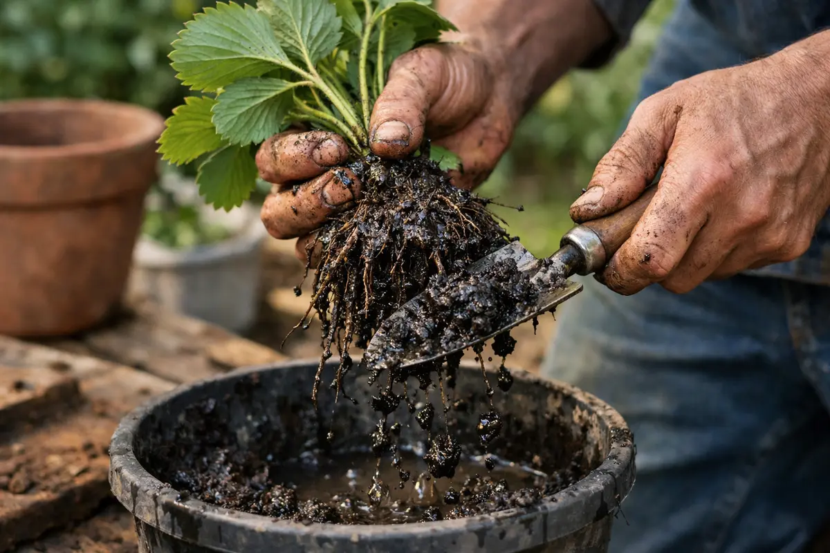 how to stop root rot remove overly wet soil from strawberry roots