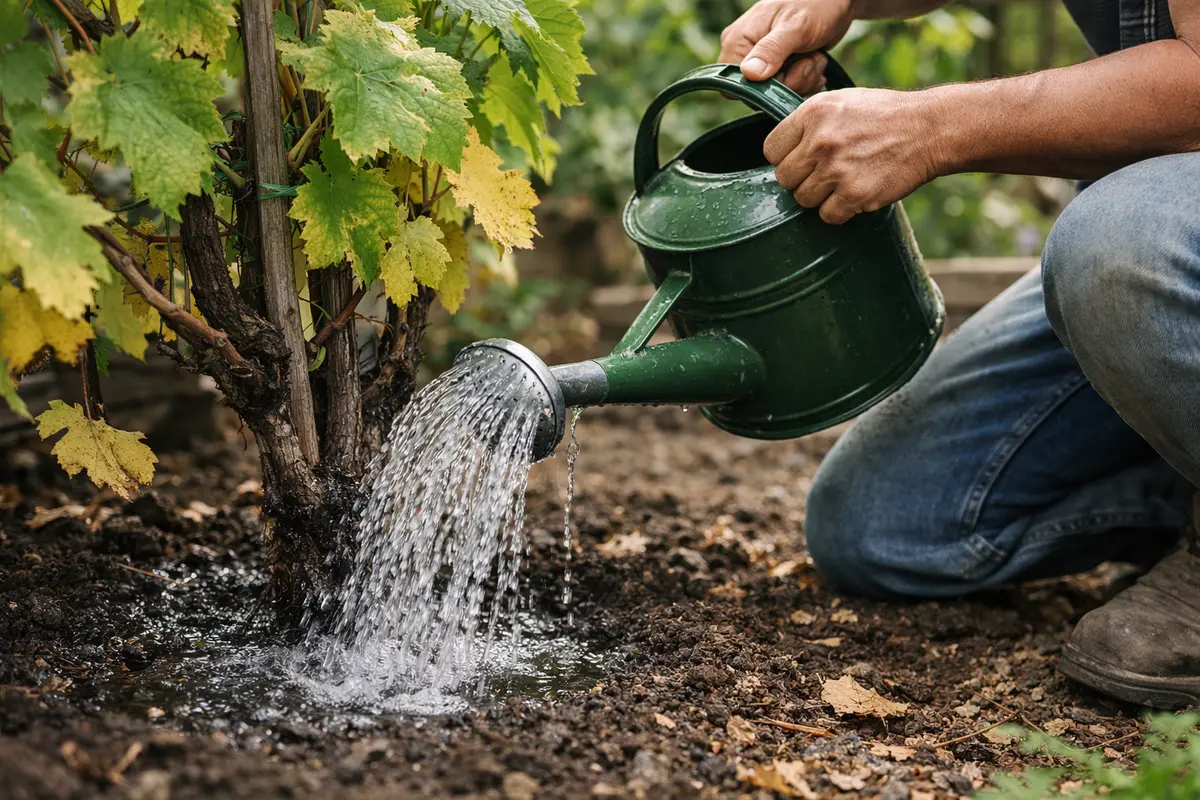 how to stop yellowing leaves on water deeply to help grape recovery