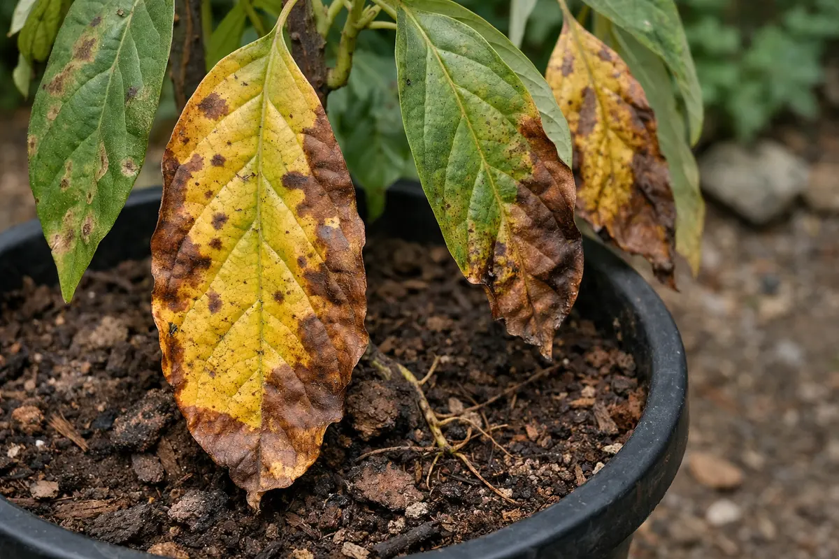 how to stop yellowing leaves with visible browning or spots on leaves