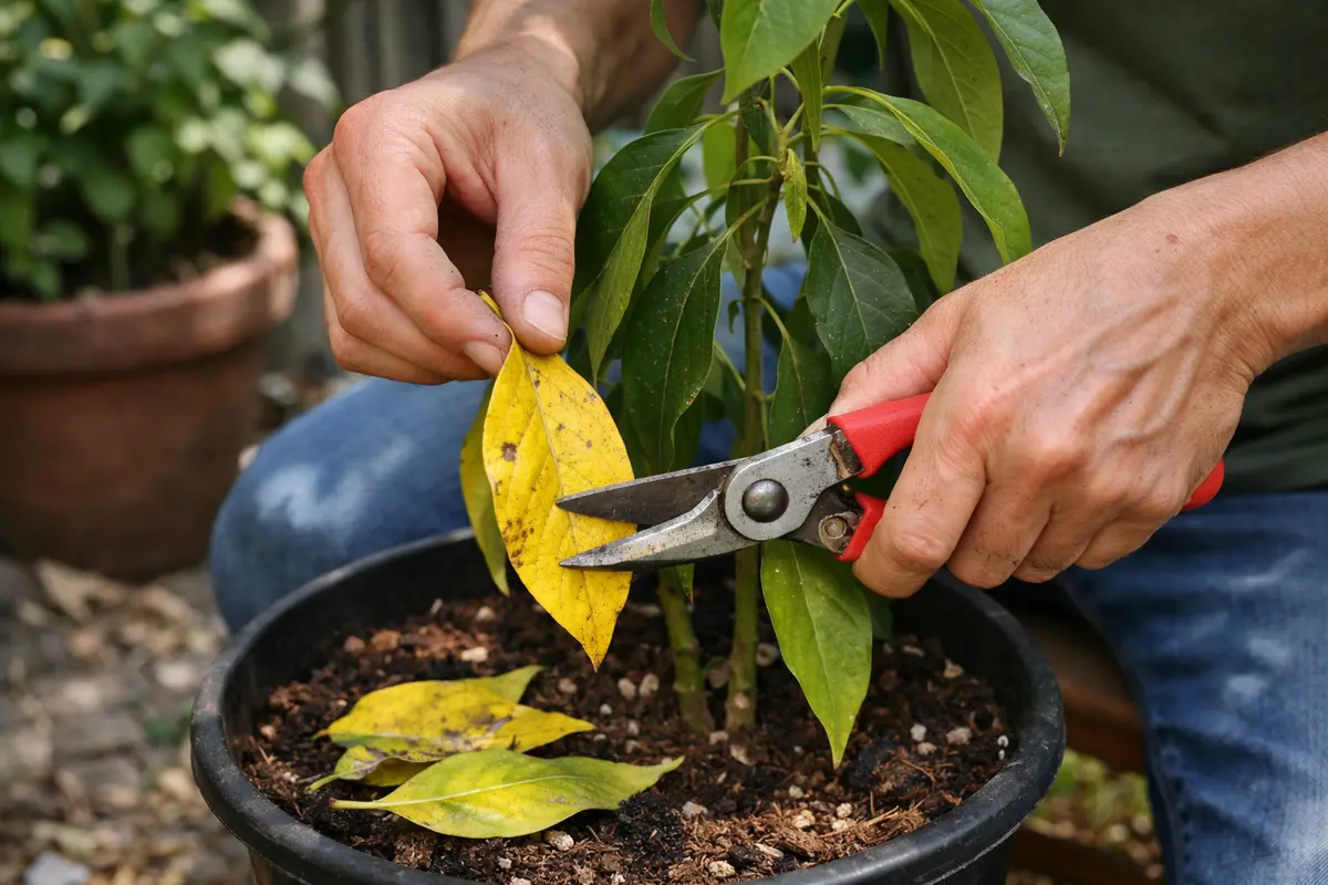 how to stop yellowing leaves on potted trim yellowing leaves from avocado
