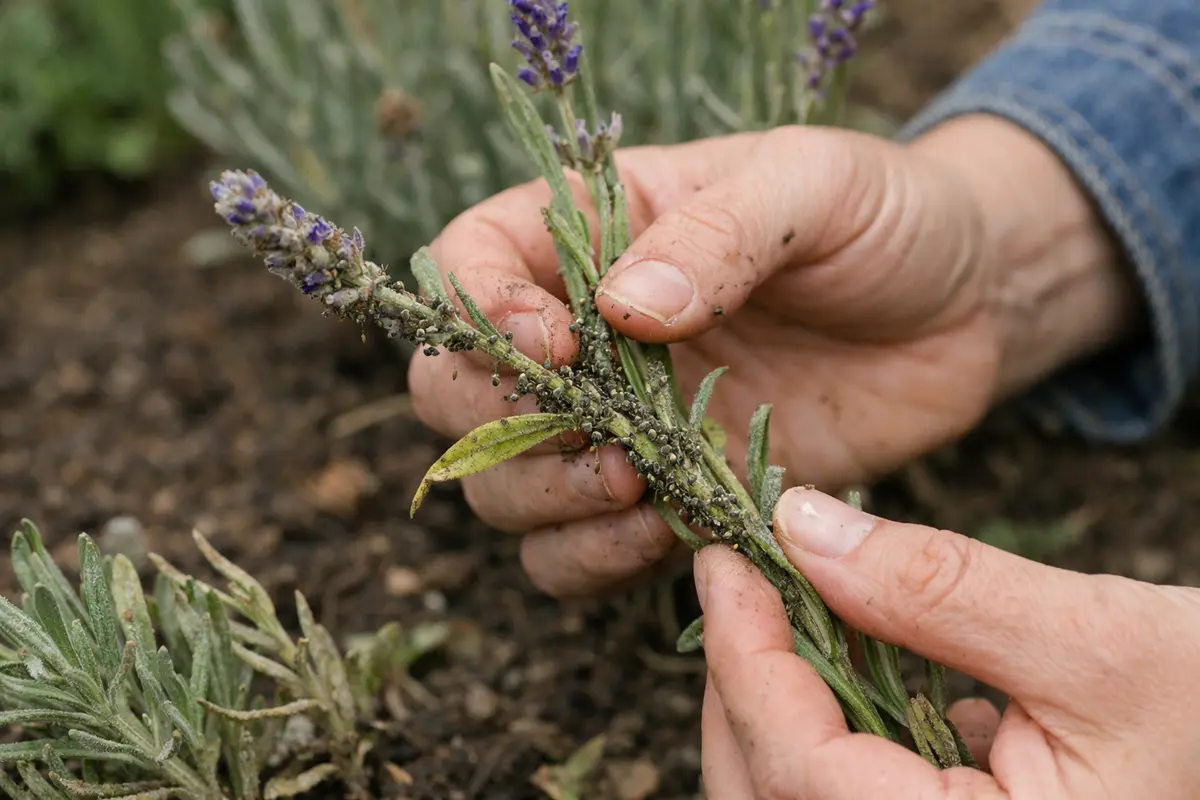 how to treat aphids on lavender with damaged foliage in outdoor soil